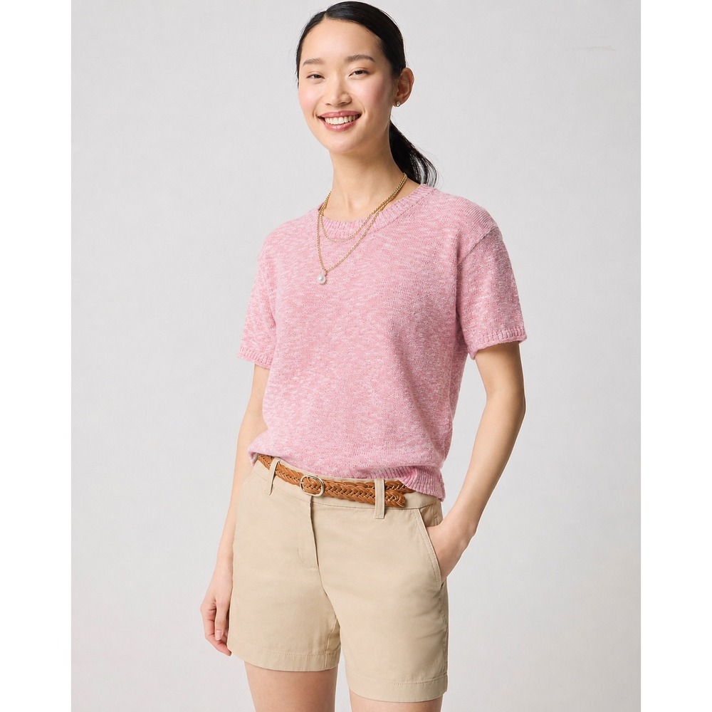 J.Crew Cotton Blend Short Sleeve Sweater Pink Crewneck NWOT M